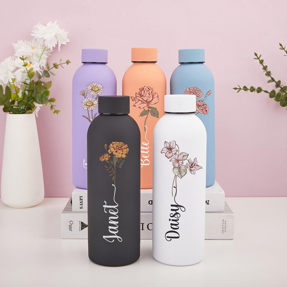 Outdoor Camping Direct - Personalisierte Blumen-Wasserflasche, Tragbare Outdoor-Sport-Isolierflasche, für Camping,