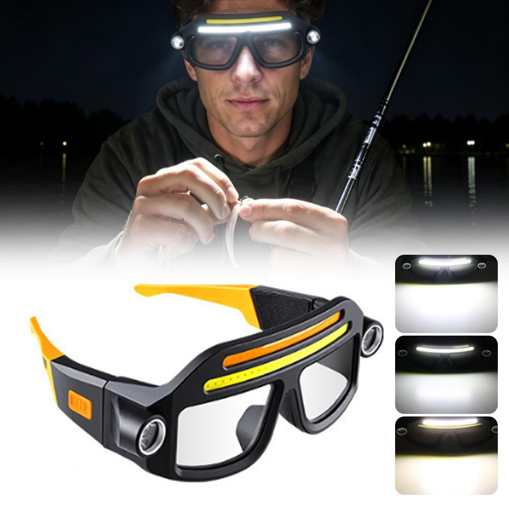 Headlamp - XTE Brillen-Stil Stirnlampe, wiederaufladbar, COB-Doppellicht, Bewegungssensor,