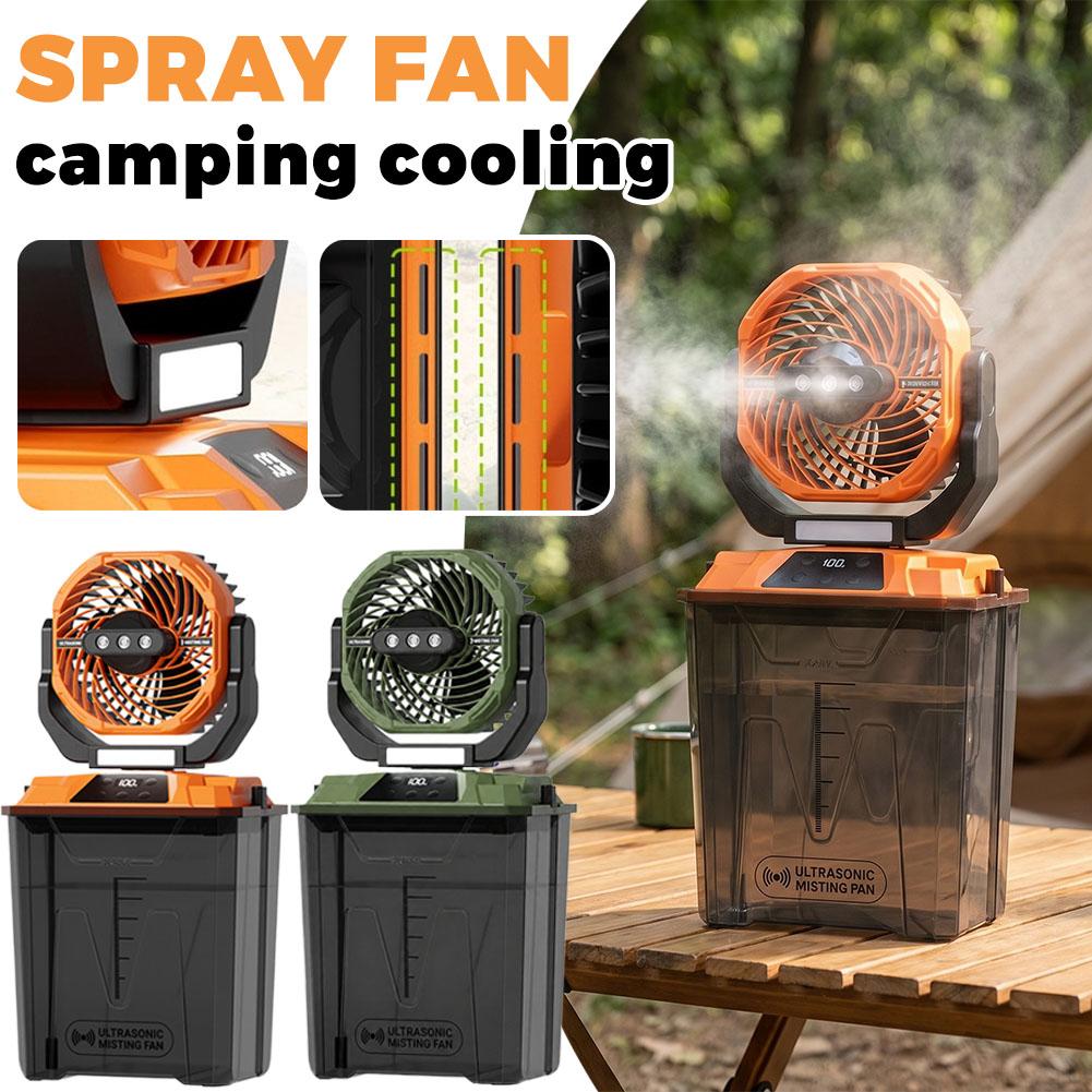 Outdoor Camping Gazebo - Neuer Outdoor-Nebelventilator, tragbarer Camping-Kühlventilator mit Zeltlicht,