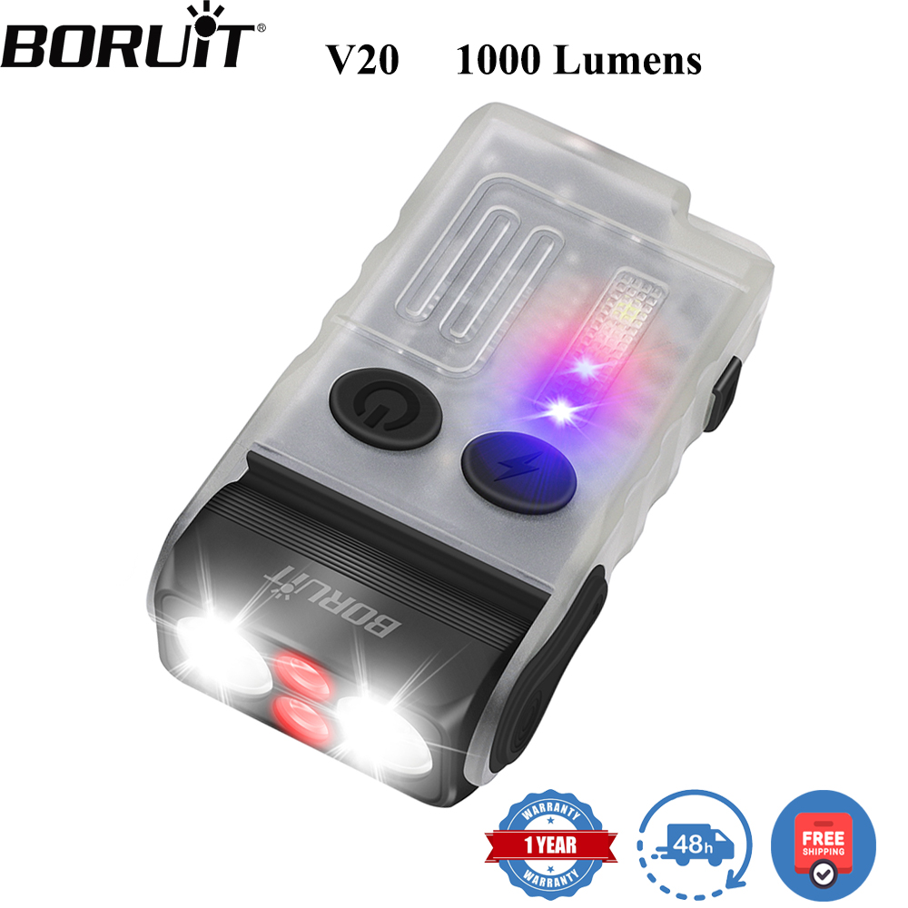 Headlamp - BORUiT V20 Fluoreszenz-Buzzer EDC LED-Schlüsselanhänger-Taschenlampe mit