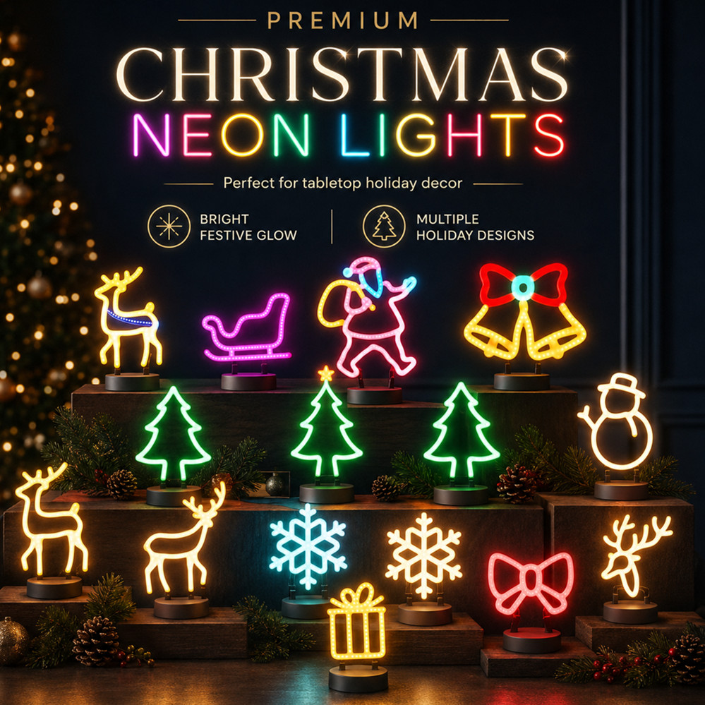 Headlamp - Weihnachtsdekoration LED-Neonschild Licht Hirschkopf LED-Lampe Weihnachtsmütze