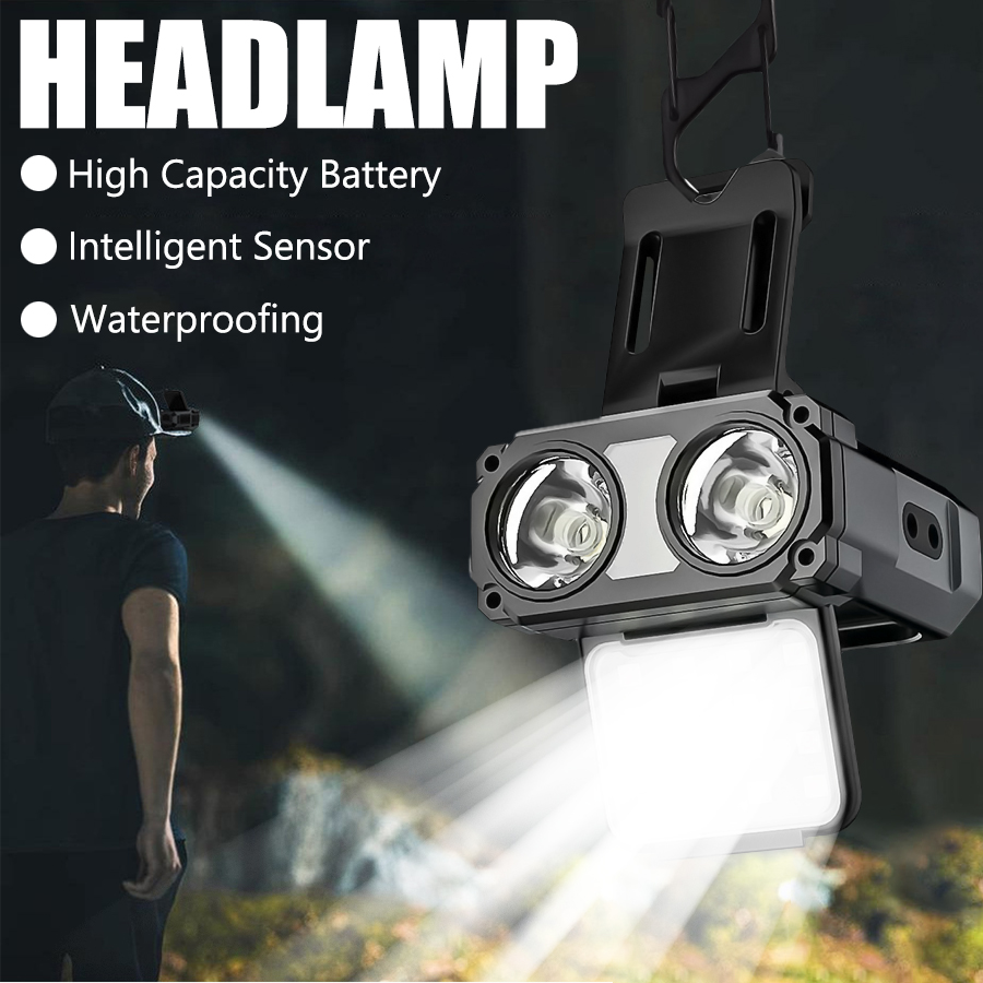 Headlamp - Sensor COB LED Scheinwerfer Kappe Clip